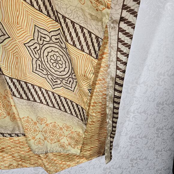 Kantha Bae Mumu Caftan Kaftan Dress OS Yellow Orange Boho Hippie Art To Wear - Picture 8 of 13